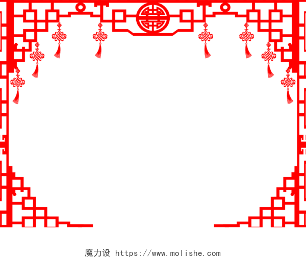 红色喜庆中式中国风花纹边框